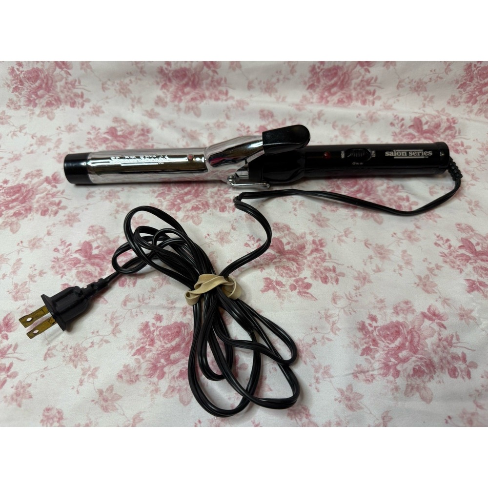 Salon Series 1" Curling Iron Black Chrome Hair Styling Tool 12" Tested